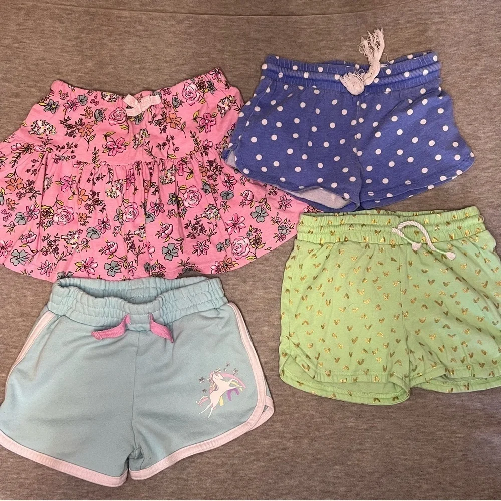 Lightning Bug Green Shorts with Gold Hearts